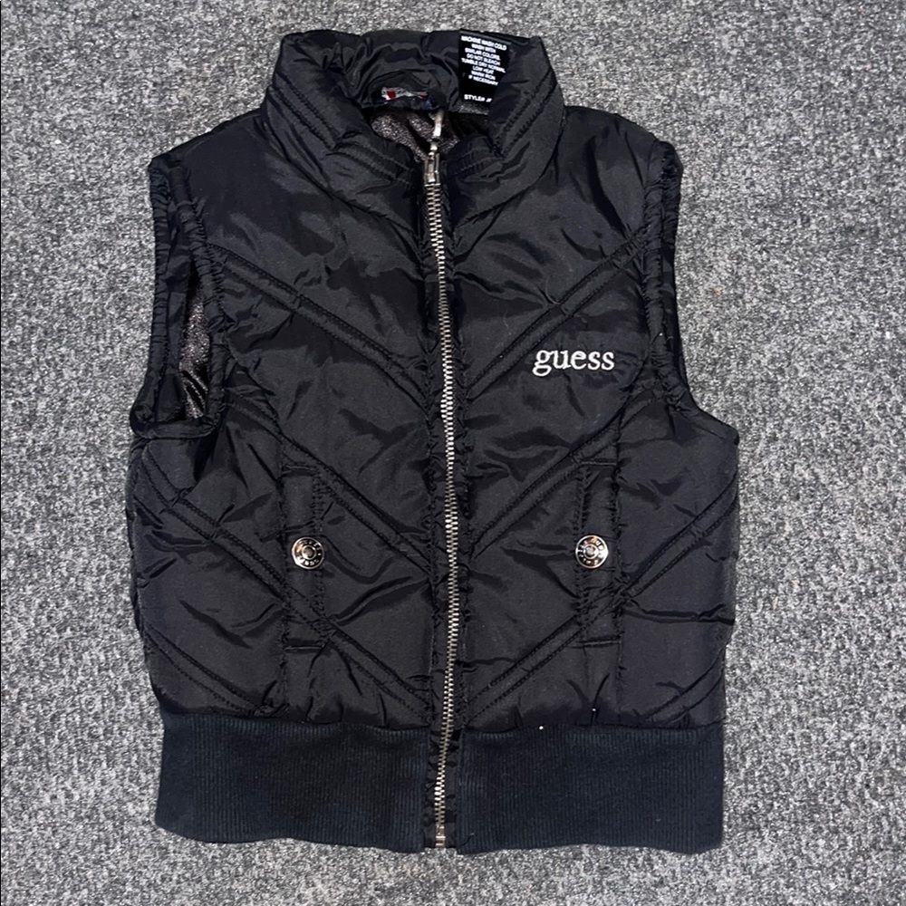 Guess Black Quilted Puffer Vest